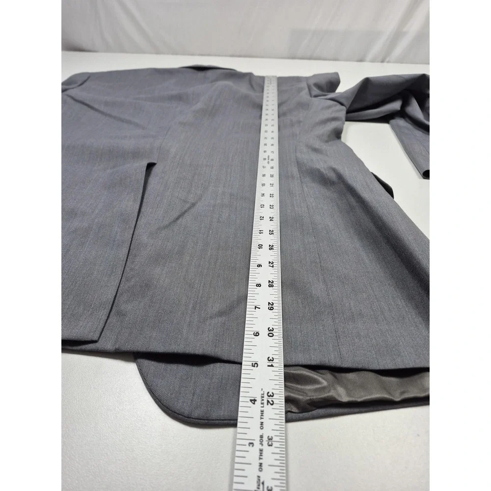 VTG Sansabelt Suit Mens 44 Gray Poly Wool 2 Piece 39x36 Elastic Waist USA NWT